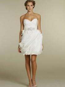 wedding photo -  Chic Organza Wave Short Wedding Dress with Pleated Bodice and Strapless Sweetheart Neckline