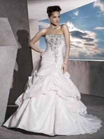 wedding photo -  Taffeta Strapless Perfect Wedding Dress with Ruched Bodice and Lace-up Back