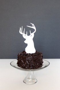 wedding photo - Groom's Cake Topper: deer head cake topper available in matte white and matte black