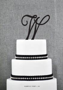 wedding photo - Personalized Monogram Initial Wedding Cake Toppers -Letter W, Custom Monogram Cake Toppers, Unique Cake Toppers, Traditional Initial Toppers