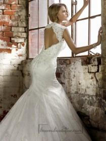 wedding photo - Stunning Straps Trumpet Lace Wedding Dresses with Keyhole Back - GownsBoutique.com