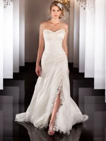 wedding photo -  Silk Organza A-line Lace Apliques Ruched Wedding Dress with Detachable Skirt