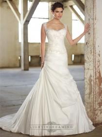 wedding photo -  Cap Sleeves Lace Over Bodice A-line Wedding Dresses with Illusion Back - LightIndreaming.com