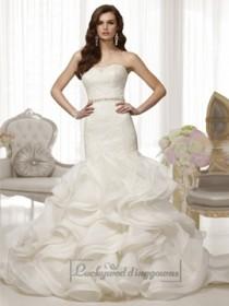 wedding photo - Fabulous Lace Bodice Organza Layeres Skirt Trumpet Wedding Dresses