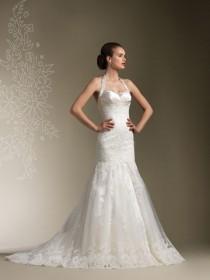 wedding photo -  Satin Mermaid Wedding Dress with Pleated Halter and Low Back