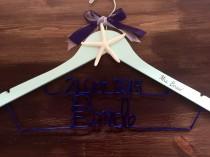 wedding photo - SALE Engraved Beach Hanger, Bride Hanger, Name Hanger, Wedding Hanger, Personalized Bridal hanger, Bridal Gift, name hanger, starfish hanger