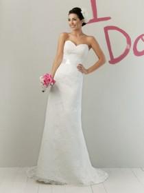 wedding photo -  Glamorous Lace Strapless Sweetheart Modified Spring Wedding Dress with Ribbon