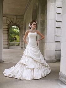 wedding photo -  Strapless Luxurious Satin Wedding Dress with Side Draped Pick-up Skirt