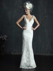 wedding photo -  Beaded Straps Plunging Neckline Wedding Dresses with Low Back - LightIndreaming.com