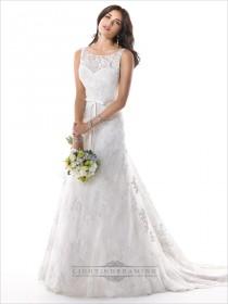 wedding photo -  Romantic Illusion Bateau Neckline A-line Lace V-back Wedding Dresses - LightIndreaming.com