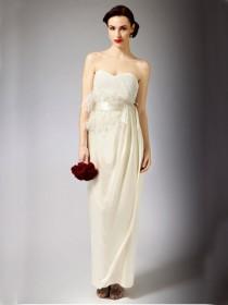wedding photo -  Glamorous Strapless Column Maxi Bridal Gown with Sweetheart Neck and Belt