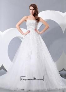 wedding photo -  Alluring Tulle&Satin A-line Sweetheart Neckline Natural Waistline Wedding Dress