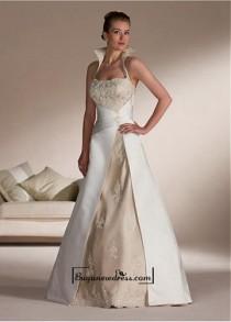 wedding photo -  Beautiful Elegant Exquisite Satin A-line Wedding Dress In Great Handwork