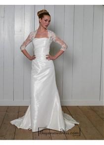 wedding photo -  Beautiful Elegant Exquisite Sheath Tffeta Strapless Wedding Dress In Great Handwork