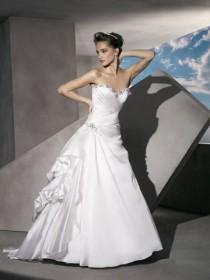 wedding photo -  Organza Taffeta A-line Wedding Dress with Lace-up Back and Jewel Neck