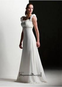 wedding photo -  Beautiful Elegant Exquisite A-line Chiffon Wedding Dress In Great Handwork