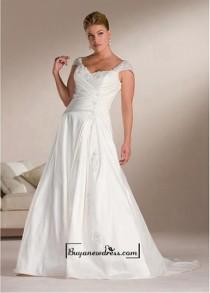 wedding photo -  Beautiful Elegant Exquisite A-line Taffeta Wedding Dress In Great Handwork