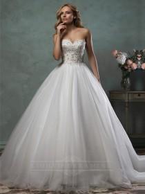 wedding photo -  Strapless Scallop Sweetheart Beaded Bodice Ball Gown Wedding Dress - LightIndreaming.com