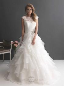 wedding photo -  Cap Sleeves Ruffled Layered Ball Gown Wedding Dresses with Ruched Band - LightIndreaming.com
