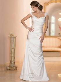 wedding photo -  Classic Illusion Cap Sleeves Sweetheart Ruched Bodice Wedding Dresses - LightIndreaming.com