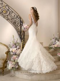wedding photo -  Elegant Fit and Flare Illusion Straps Wedding Dresses with Deep V-back - LightIndreaming.com