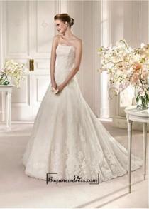 wedding photo -  Alluring Satin&Tulle A-line Bateau Neckline Natural Waistline Wedding Dress