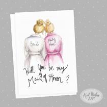 wedding photo - Maid of Honor PDF Download Blonde Hair Bride, Blonde Will you be by Maid of Honor PDF printable card