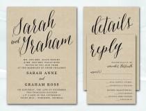wedding photo - Printable Wedding Invitation, Rustic Kraft Wedding Invitation, Wedding Invite, Script Kraft Wedding Invitation Printable