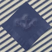 wedding photo - Vintage Anchor Personalized Nautical Wedding Napkins with Couples  (WRT670/WRT671) Anchor Embossed Wedding Cake Napkins Cocktail Luncheon
