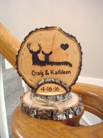 wedding photo - Rustic Deer Wedding Cake Topper / Woodland Wedding Topper / Personalized Topper