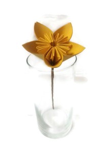 wedding photo - Golden Yellow Kusudama Origami Paper Flower with Hay Stem
