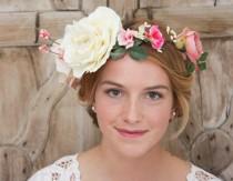 wedding photo - Wedding hair wreath, Bridal hair wreath, Flower crown, Flower crown headband, Wedding headpiece, Bridal flower headpiece