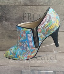 wedding photo - Custom comic ankle boots decoupage/paint/glitter. Any style, size or colour. Wedding shoes, prom shoes, custom glitter shoes made to order