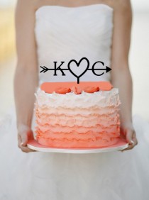 wedding photo - Initials Heart and Arrow Cake topper