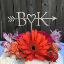 wedding photo - Initials & heart with arrow cake topper