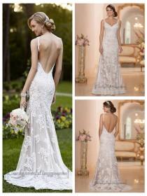 wedding photo - Elegant Straps Sheath Lace Over Wedding Dress with Low Back