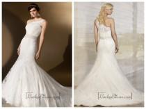 wedding photo -  Elegant Asymmetrical One-shoulder Trumpet Lace Wedding Dresses