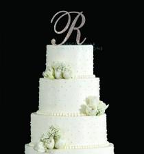 wedding photo - 6 Inch Tall Monogram Wedding Cake Topper - Spectacular Fonts Crystal Swarovski Crystal Rhinestone Monogram Letter Cake Topper ANY LETTER