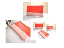 wedding photo - Orange and pink clutch bag Tangerine faux leather clutch Vegan leather clutch bridesmaid gift Blush pink orange cosmetic bag bridal party
