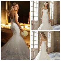 wedding photo -  Sweetheart Beaded Lace Appliques Fit and Flare Wedding Dresses