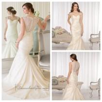 wedding photo -  Luxury Beaded Straps Fit and Flare Sweetheart Wedding Dresses with Illusion Back