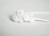 wedding photo - Rosette baby headband/ wedding/ elastic/ ceremony/ bridesmaid/ hair accessories/ flowers