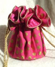 wedding photo - Jewelry Pouch, travel jewelry bag  pink and gold polka dot
