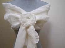 wedding photo - Ivory Shawl Scarf Wrap - Wedding Scarf Cover Up - Bridal Shrug - Bridal Accessories - Weddings - Flower