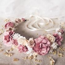 wedding photo - Bridal flower crown, Bridal floral crown, Floral wedding crown, Wedding flower heapiece, Wedding flower crown, Boho wedding