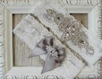 wedding photo - CUSTOMIZE Your Garter - Vintage Wedding Garter Set with Crystals & Rhinestones on Comfortable Lace, Bridal Garter Set, Crystal Garter Set