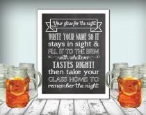 wedding photo - Wedding Mason Jar Glass Drinks Sign Chalkboard Printable 8x10 PDF Instant Download Rustic Take Your Glass Home To Remember The Night