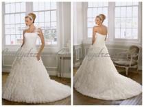 wedding photo -  organza rouched beaded bodice with a line luxury ruffles lace up back wedding dresses