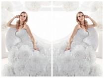 wedding photo -  Asymmetrical Pleated Bodice A-Line Luxurious Skirt Lucky Wedding Dress