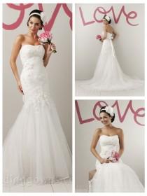 wedding photo -  Timeless Strapless Summer Wedding Dress Tulle Skirt with Appliques